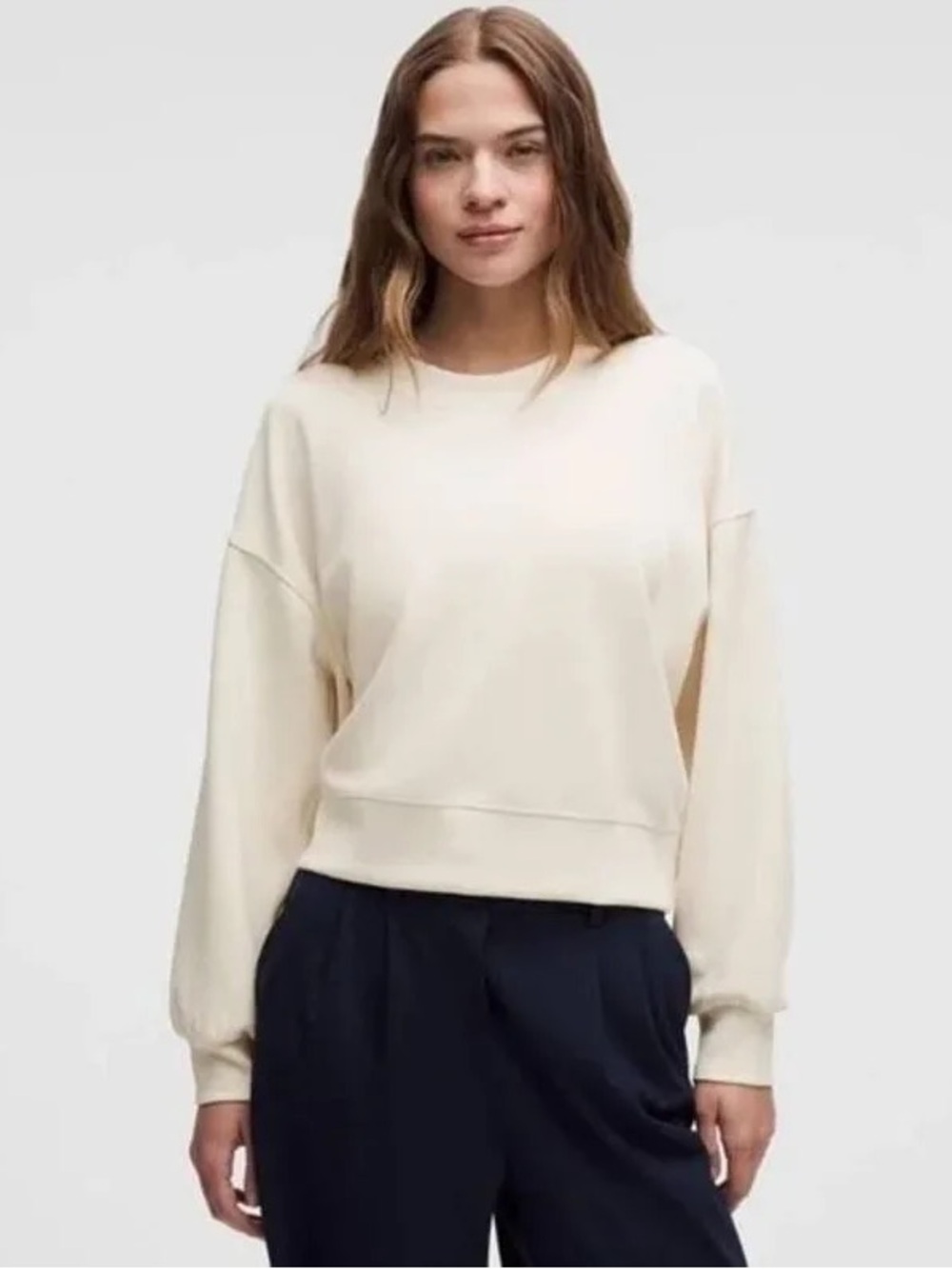lululemon Softstreme Crew Neck Cropped - Cream - Size 6